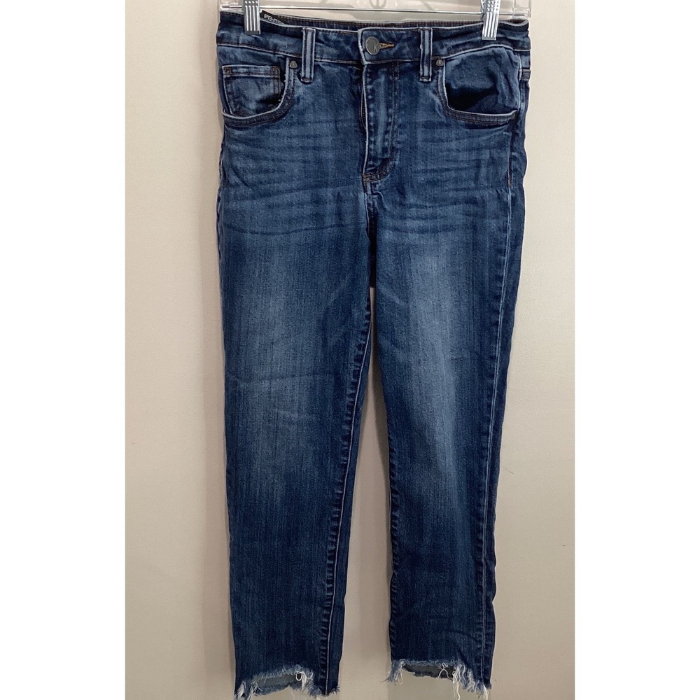 Kut from the Kloth Mia HighRise Skinny Jeans Dark Wash Raw Hem Size 00 KP0995MA2